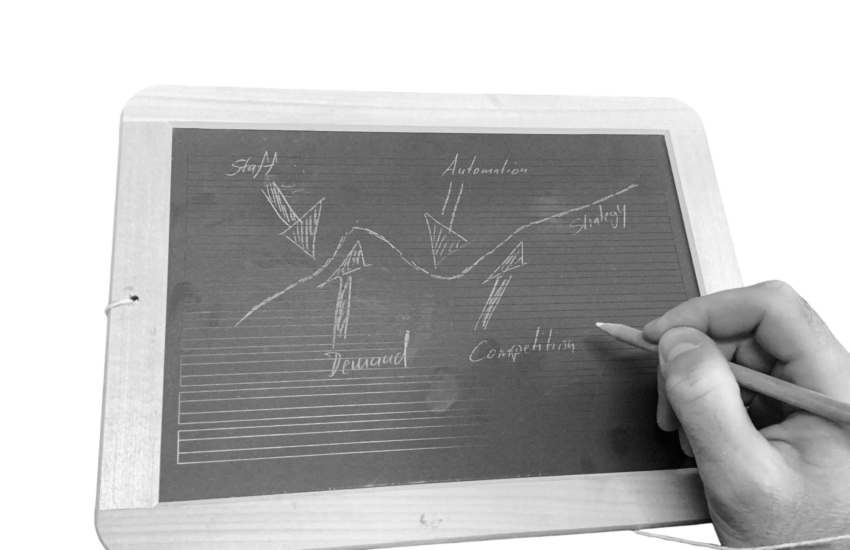 Andre malt einen Weg durch die Einflüsse der Branche, um die Strategie zu zeigen